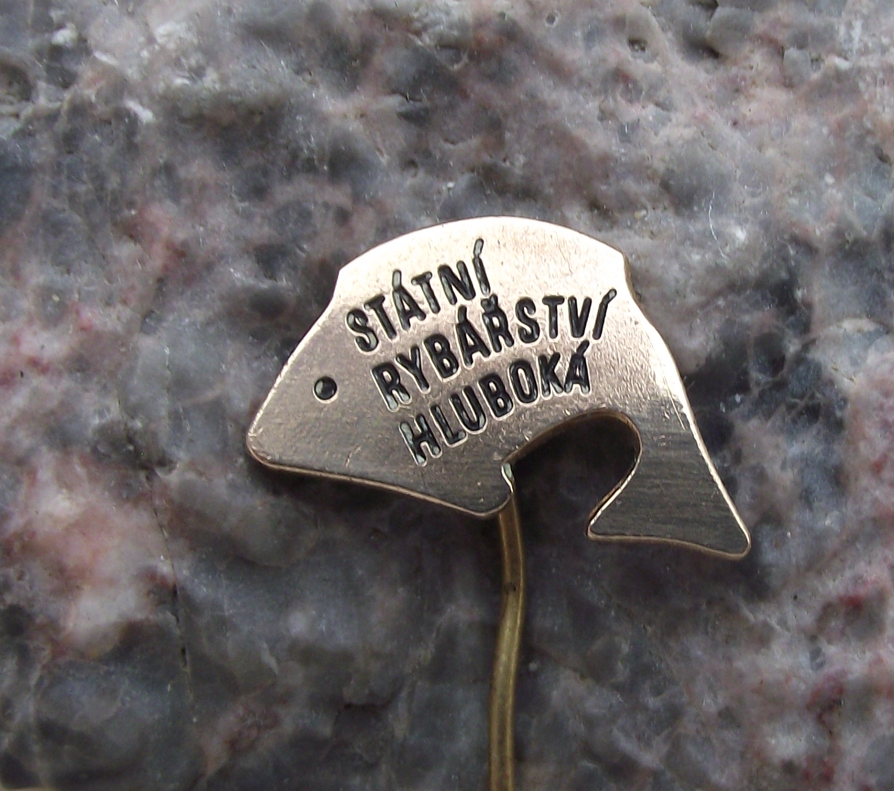 Vintage Czech State Fisheries Hluboka Fish Farming Fishing Lake Pin Badge