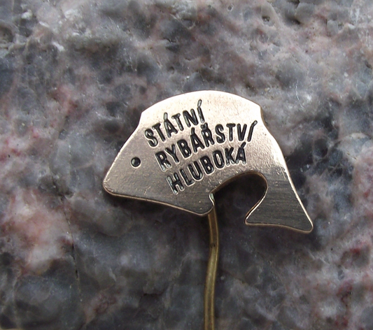 Vintage Czech State Fisheries Hluboka Fish Farming Fishing Lake Pin Badge