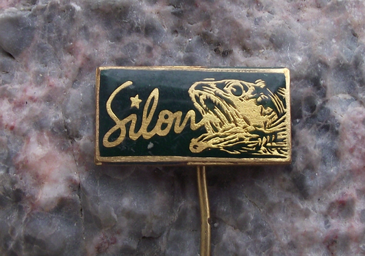 Vintage Silon Czech Fishing Tackle Nylon Line Firm Fish Biting Bite Pin Badge