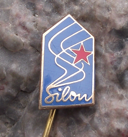 Vintage Silon NYLON Fishing Line Maker Czechoslovakia Fishing Pin Badge