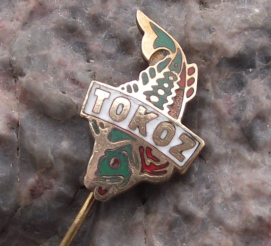 Vintage Tokoz Fishing Reels Czechoslovakia Carp Logo Fish Pin Badge