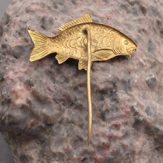 Vintage Czech Fishing Association River Fish Angling Golden Carp Pin Badge