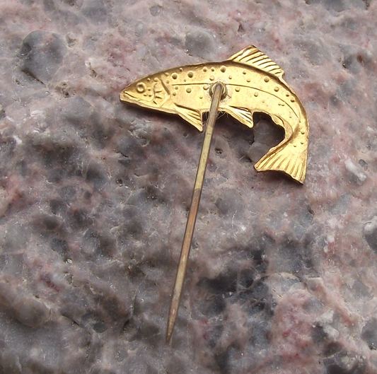 Vintage Czech Fishing Association River Angling Golden Trout Fish Pin Badge