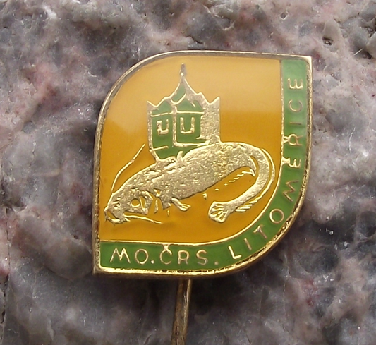 Vintage Litomerice Fishing Association CSRS Members Giant Catfish Pin Badge
