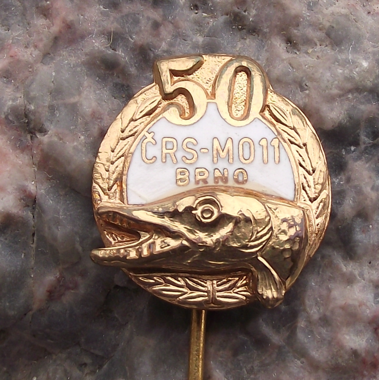 1972 Brno Czechoslovakia Fishing Association XXth Anniversary Pike Pin Badge