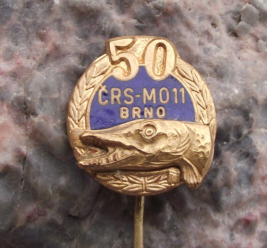 1972 Brno Czechoslovakia Fishing Association XXth Anniversary Pike Pin Badge
