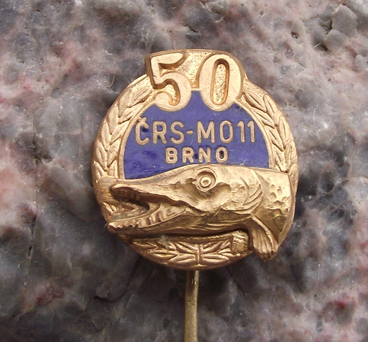 1972 Brno Czechoslovakia Fishing Association XXth Anniversary Pike Pin Badge