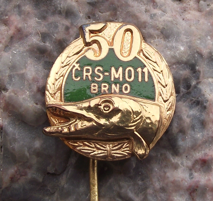 1972 Brno Czechoslovakia Fishing Association XXth Anniversary Pike Pin Badge