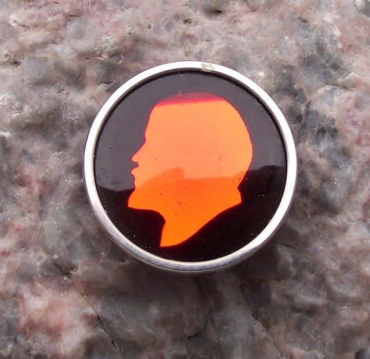 Vintage Lenin Head Profile Communist Leader Mirrored Pin Badge