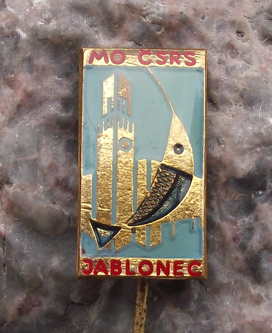 Vintage Jablonec CSRS Fishing Association Czechoslovakia Angling Pin Badge