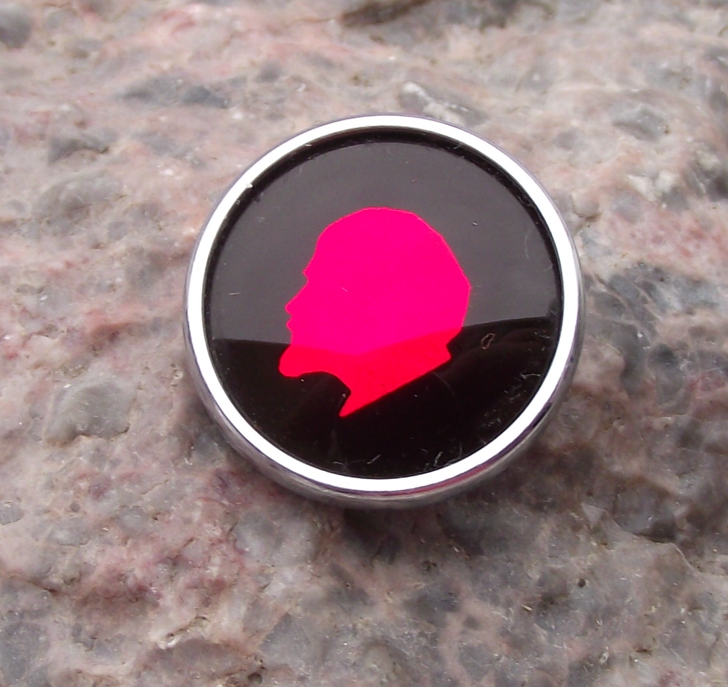 Vintage Lenin Head Profile Communist Leader Mirrored Pin Badge
