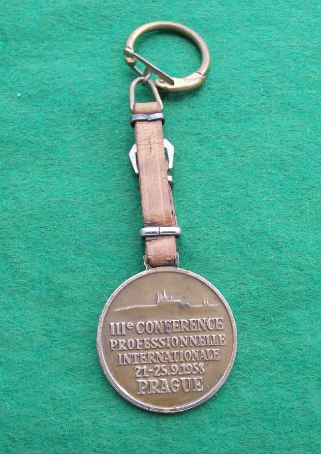 1958 UIS FSM Metaux 3rd International Conference Trade Union Keychain - Badgecrazy