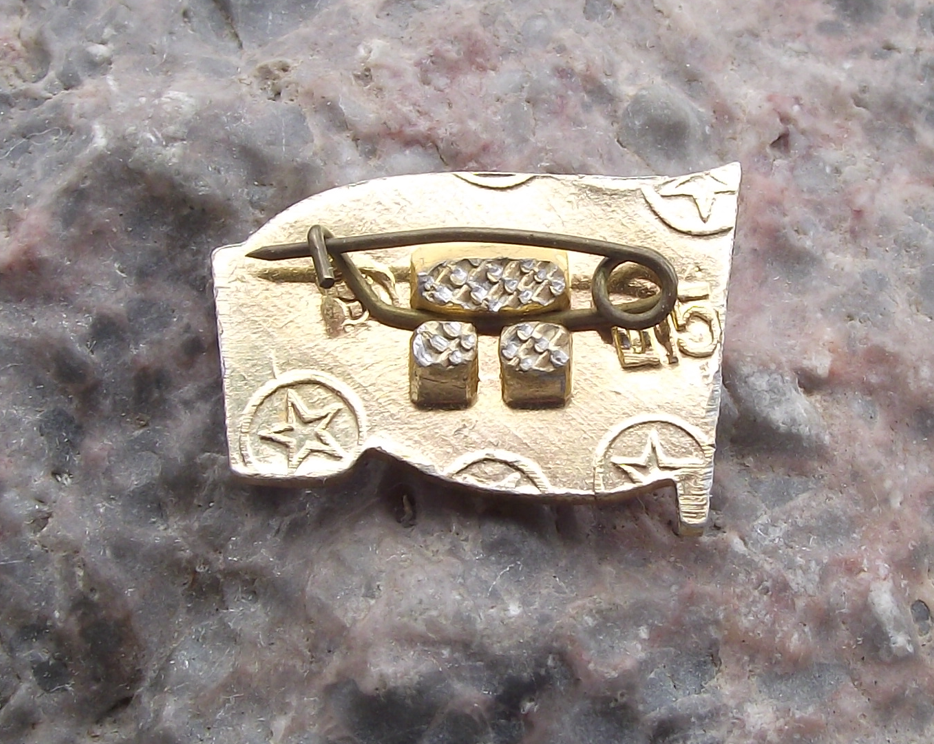 Vintage VI Lenin Head Profile Communist Leader on Red Flag Pin Badge