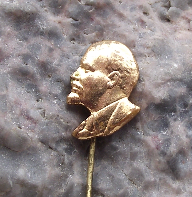 Vintage Lenin Head Shirt and Tie Profile Communist Leader Soviet Union Pin Badge