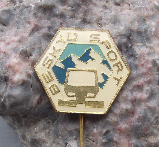 Vintage Czechoslovakia  Beskydy Beskyd Sport Snowcat Ski Resort Pin Badge