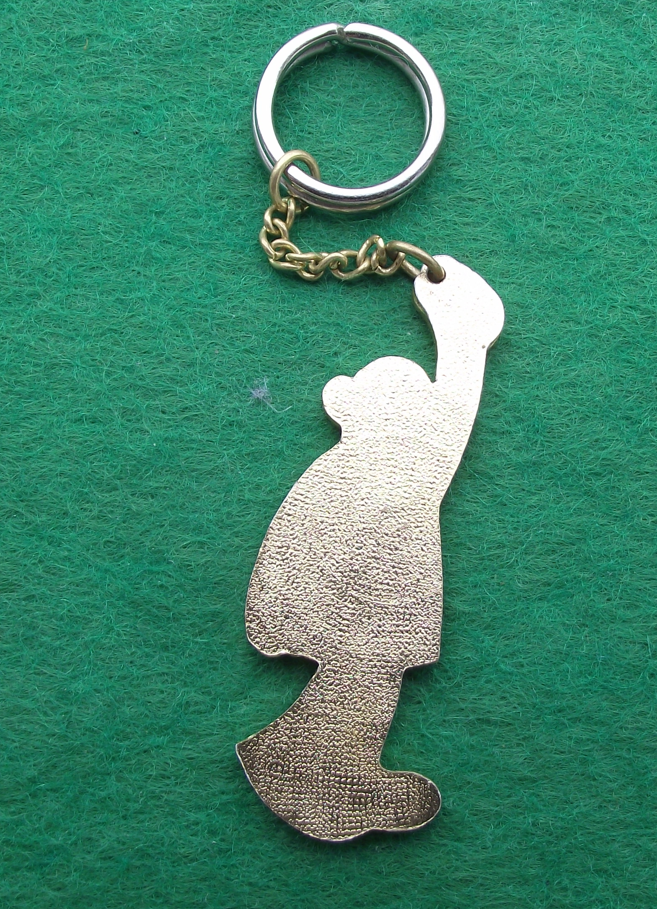 Vintage Green Ju Studio Kamarad Czech Television Character Keychain Key Ring - Badgecrazy