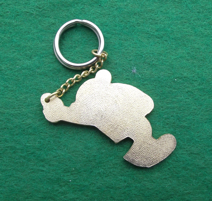 Vintage Yellow Hele Studio Kamarad Czech Television Character Keychain Key Ring - Badgecrazy