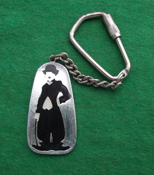 Vintage Charlie Chaplin Silent Black and White Movie Star Keychain Keyring