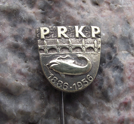 1956 Prague Fishing Association Charles Bridge PRKP 70th Anniversary Pin