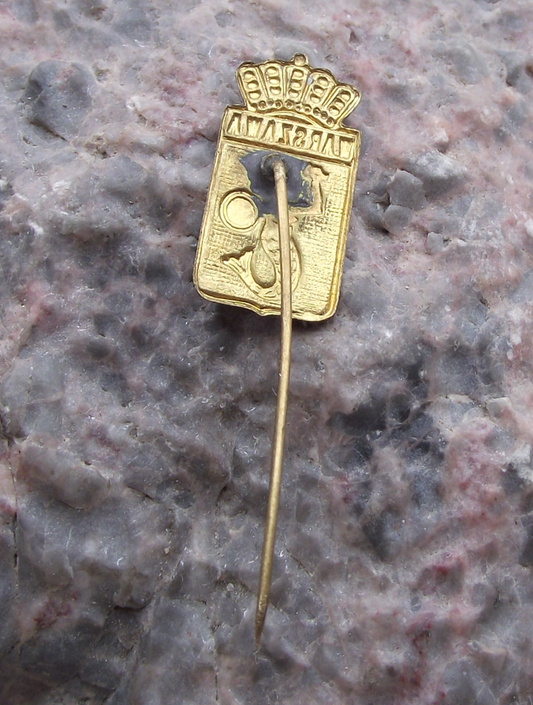 Vintage Polish Coat of Arms Crowned Mermaid Warsaw Syrenka Pin Badge