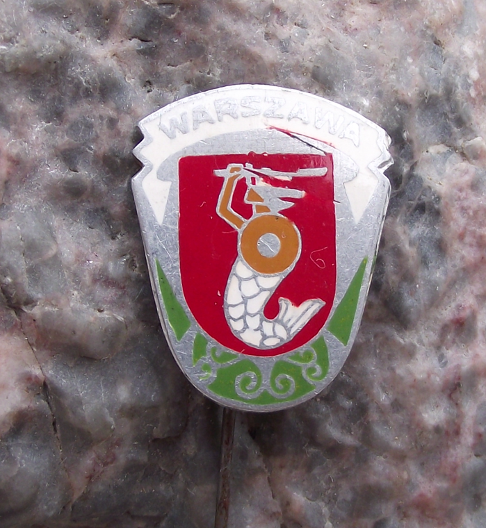 Vintage Polish Coat of Arms Mermaid Warsaw Syrenka Enamel Pin Badge