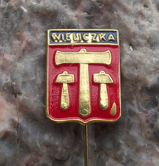 Vintage Polish Coat of Arms Wieliczka Poland Official Heraldic Crest Pin Badge
