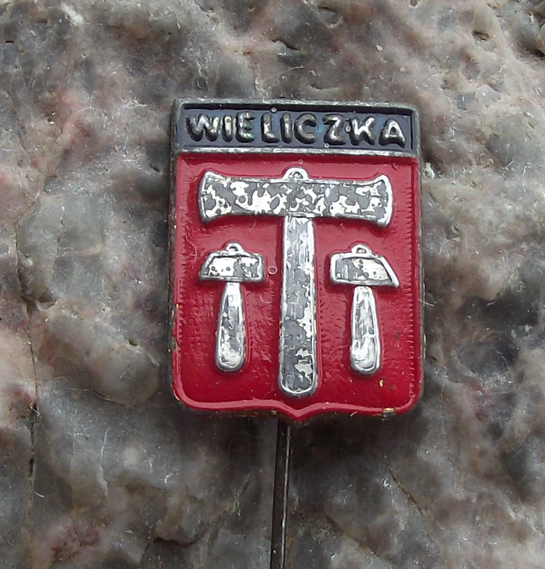 Vintage Polish Coat of Arms Wieliczka Poland Official Heraldic Crest Pin Badge