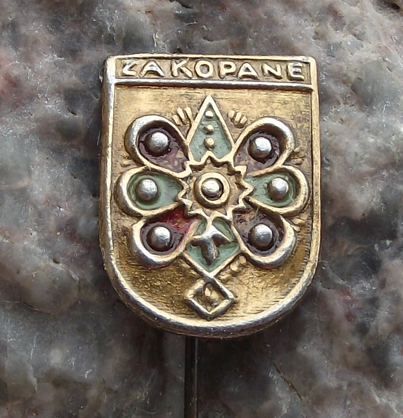 Vintage Old Polish Coat of Arms Zakopane Official Heraldic Crest of Poland Pin Badge