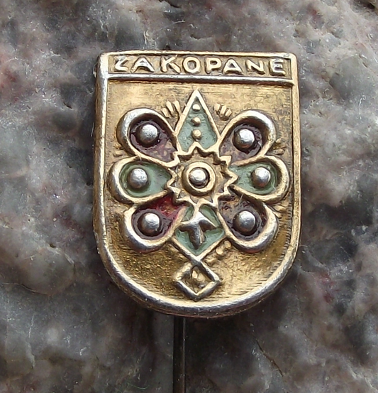 Vintage Old Polish Coat of Arms Zakopane Official Heraldic Crest of Poland Pin Badge