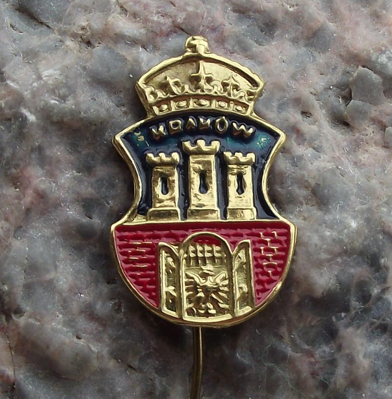 Vintage Poland Heraldic Polish City Town Crest Krakow Shield Pin Badge
