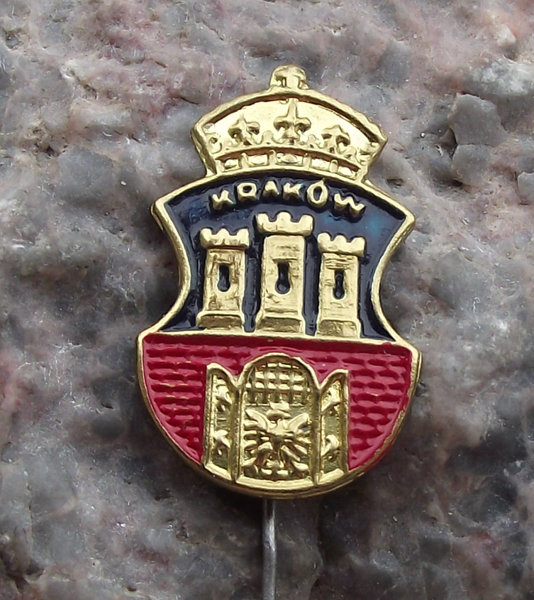 Vintage Poland Heraldic Polish City Town Crest Krakow Shield Pin Badge