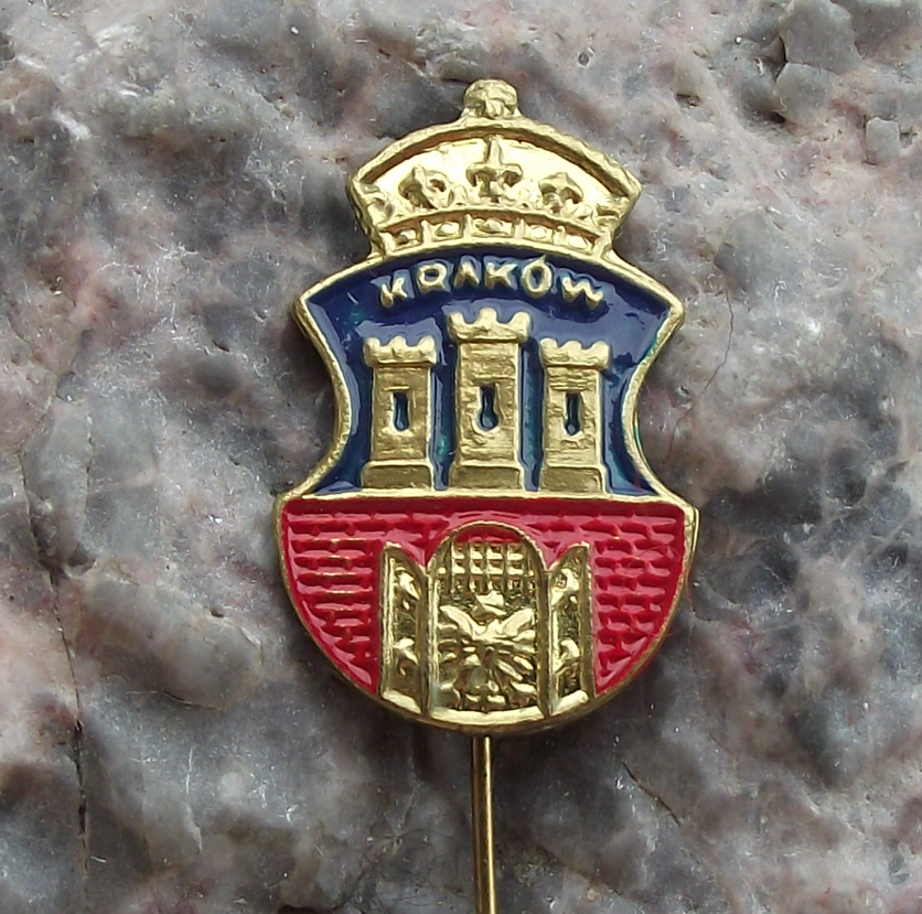 Vintage Poland Heraldic Polish City Town Crest Krakow Shield Pin Badge