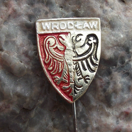 Vintage Poland Heraldic Polish City Town Crest Wroclaw Shield Pin Badge
