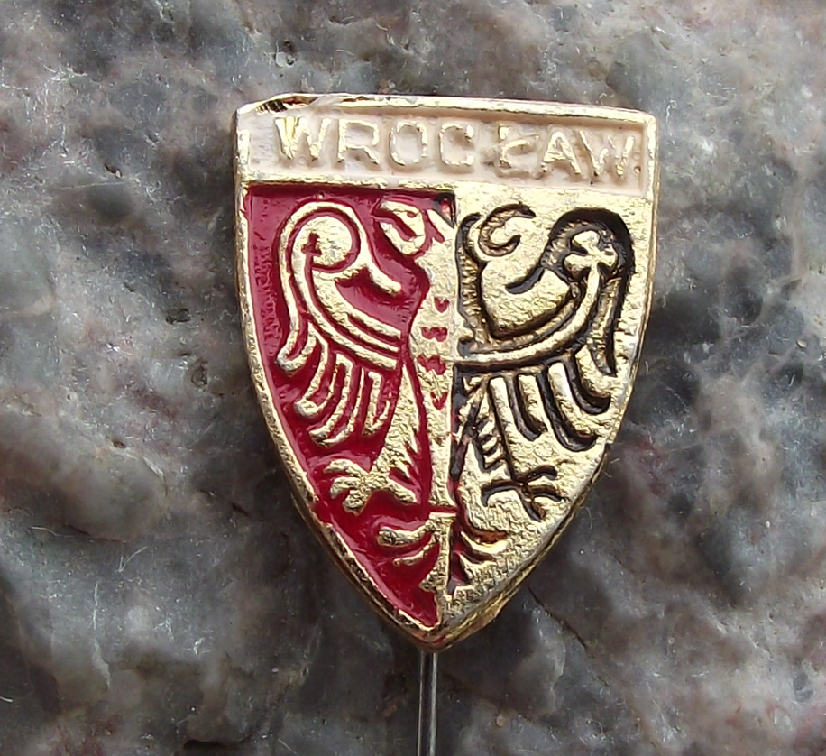 Vintage Poland Heraldic Polish City Town Crest Wroclaw Shield Pin Badge