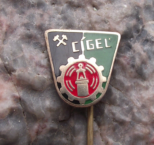 Vintage Cigel Coal Mine Nitra Slovakia Miners Lamp Motif Pin Badge - Badgecrazy