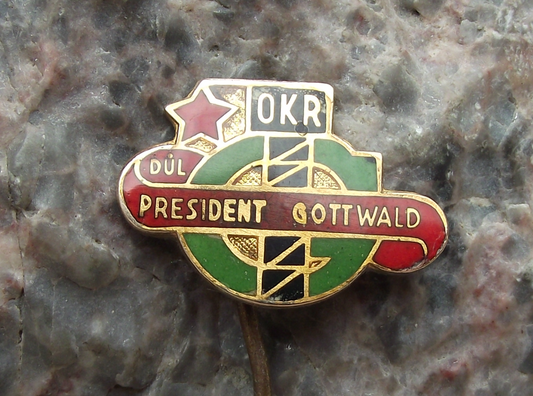 Vintage OKR Czech Mining President Gottwald Black Coal Mine Kladno Pin Badge - Badgecrazy
