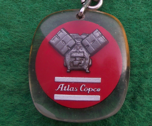 Vintage Atlas Copco Sweden Industrial Compressors Keyring Keychain - Badgecrazy