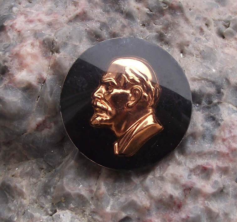 Vintage Vladimir Lenin Communist Leader Golden Bust Pin Badge