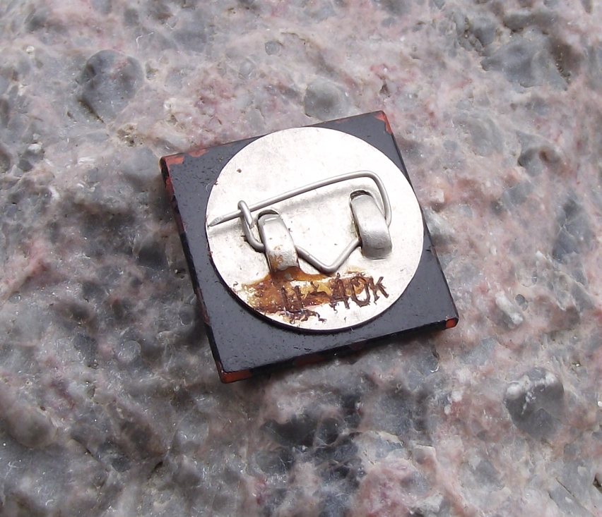 Vintage Vladimir Lenin Communist Leader Head Glass Mirror Bust Pin Badge
