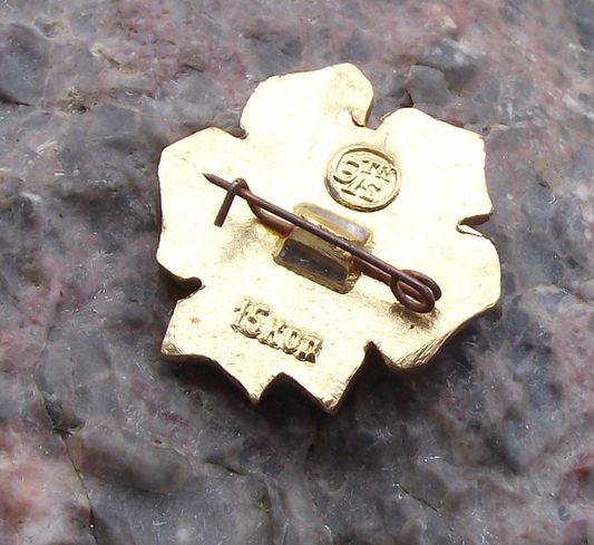 Vintage Soviet Lenin Head on Flower Shaped Ribbon Political Pin Badge