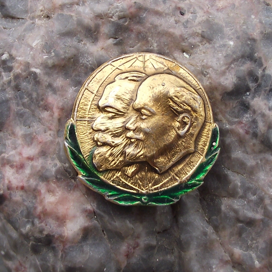 Vintage Karl Marx VI Lenin Founders of Socialist Russia Communist Pin Badge