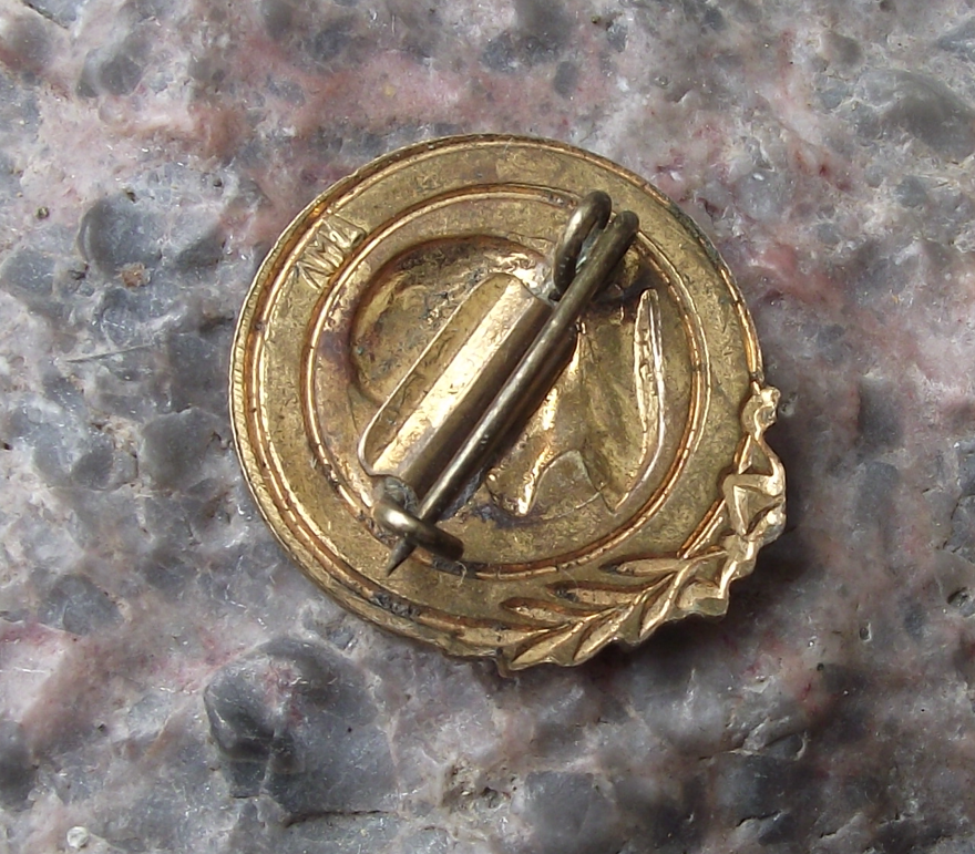 Vintage Early VI Lenin 3D Raised Relief Head with Laurel Leaves Enamel Pin Badge