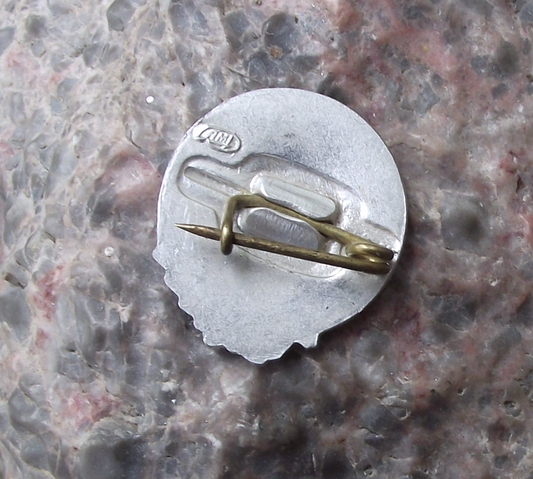 Vintage Later VI Lenin 3D Raised Relief Head with Laurel Leaves Enamel Pin Badge
