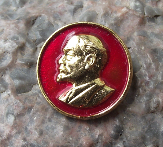 Vintage Later Vladimir Lenin 3D Raised Relief Golden Head Enamel Pin Badge