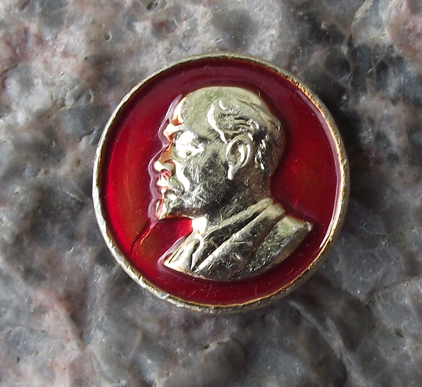 Vintage Later Vladimir Lenin 3D Raised Relief Golden Head Enamel Pin Badge