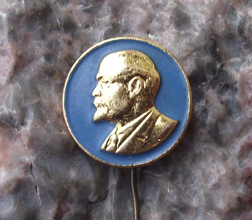 Vintage Later Vladimir Lenin 3D Raised Relief Golden Head Enamel Pin Badge
