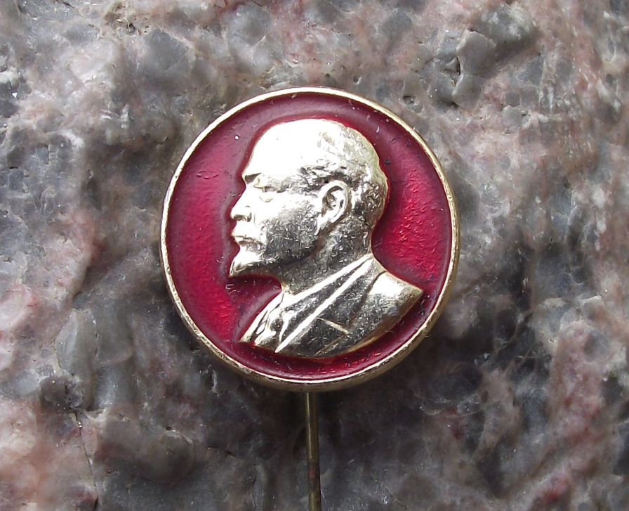 Vintage Later Vladimir Lenin 3D Raised Relief Golden Head Enamel Pin Badge