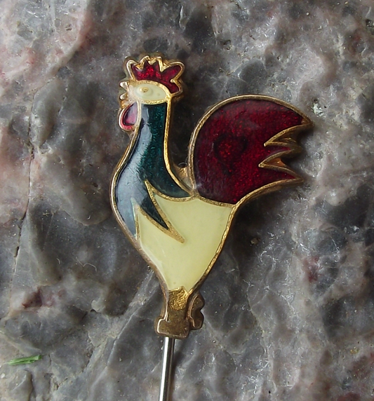 Vintage Male Chicken Rooster Cockrel Farming Bird Pin Badge