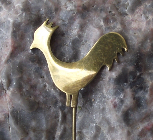 Vintage Golden Chicken Rooster Cockrel Farming Bird Pin Badge