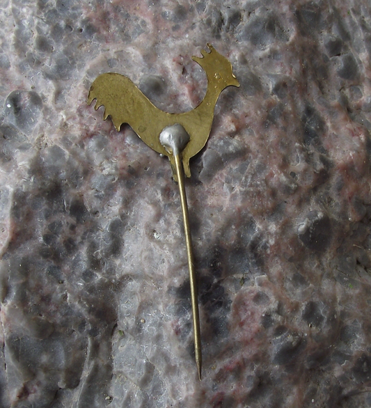 Vintage Golden Chicken Rooster Cockrel Farming Bird Pin Badge